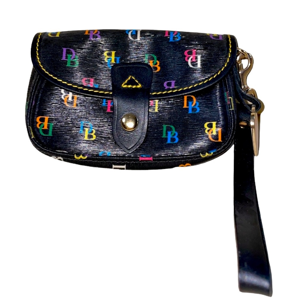 Dooney & Bourke signature Multi-color monogram canvas leather wristlet.
